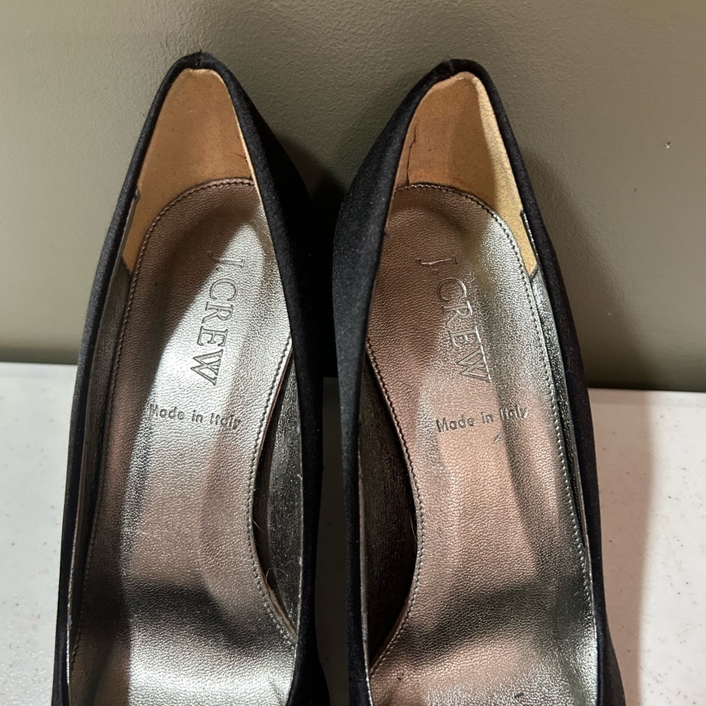 J. Crew Women’s Black Heel With Silver Glitter Heels Size 6 - Picture 3 of 8